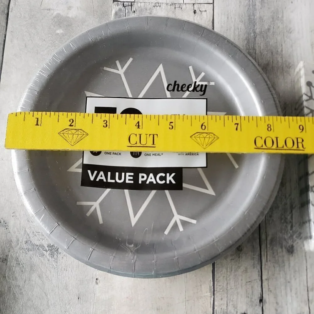 NWT - Sliver, Gold and White Snowflake Set of 30 Paper Plates and Paper Napkins